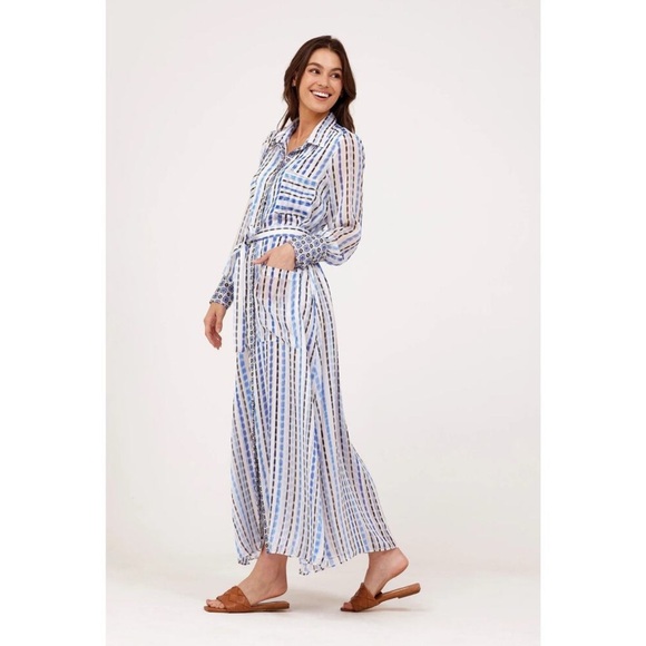 Misa Los Angeles Dresses & Skirts - MISA Los Angeles Women's White Button-Front Kirat Midi Shirt Dress Size S